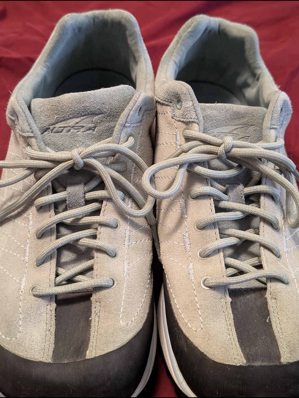 Altra Women's Suede Sneakers in Light Gray with Black Toe